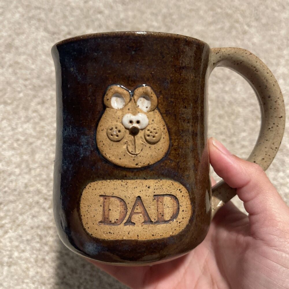 Handmade Pottery Dad Bear Mug Papa Bear Stoneware Signed CAR